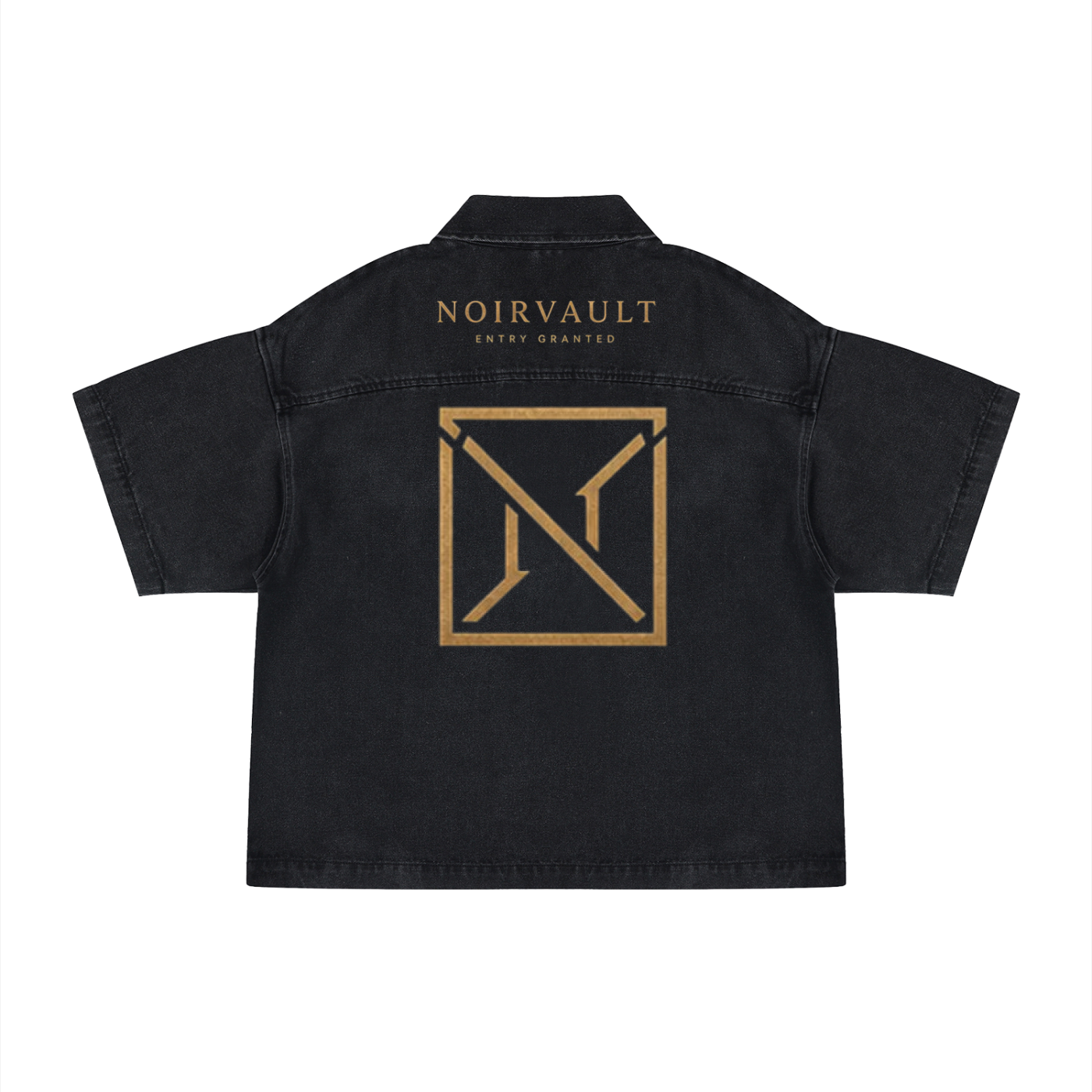 NoirVault - Unisex Vintage Wash Boxy Quarter-Zip Denim Shirt