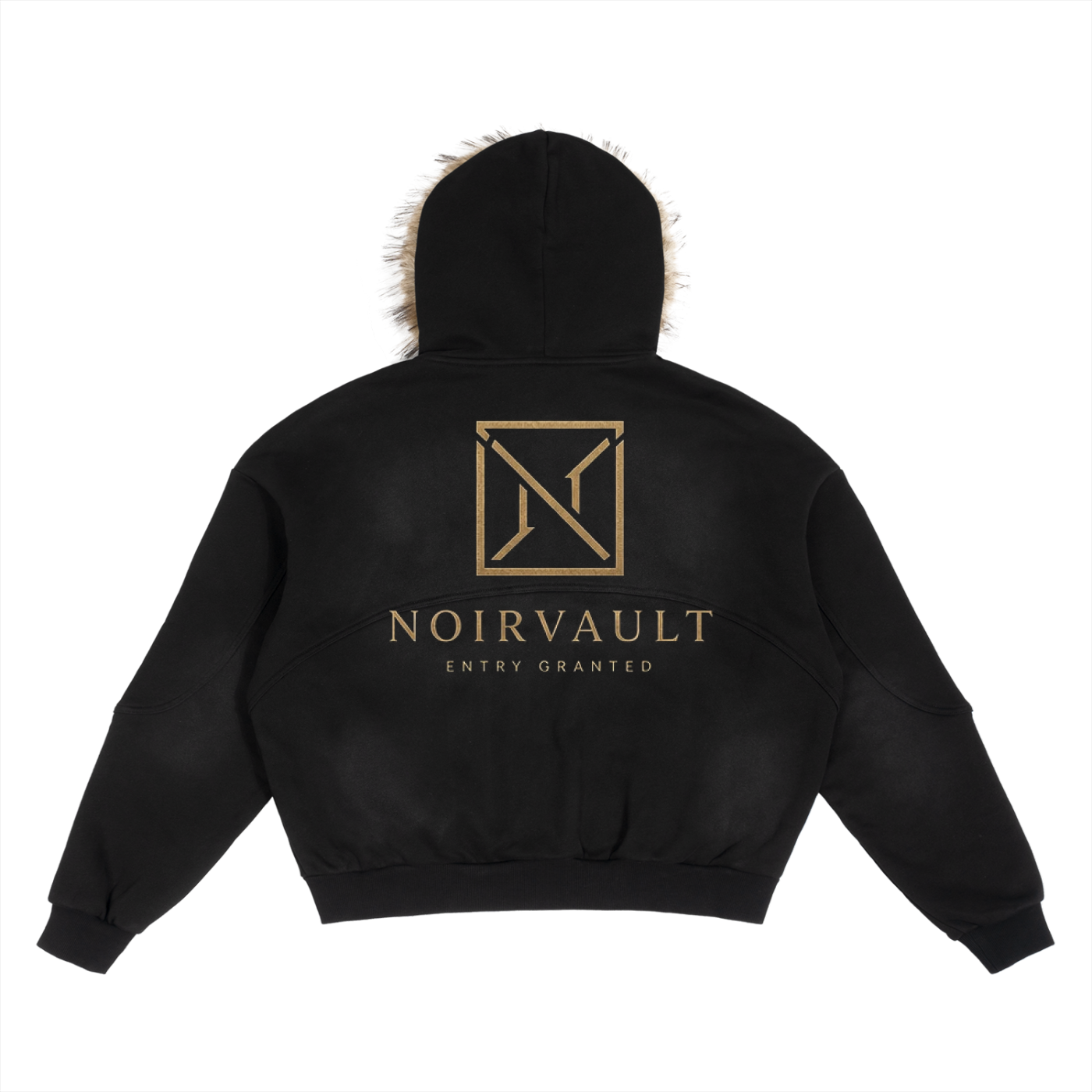 NoirVault - Sun Fade Boxy Detachable Fur Hoodie