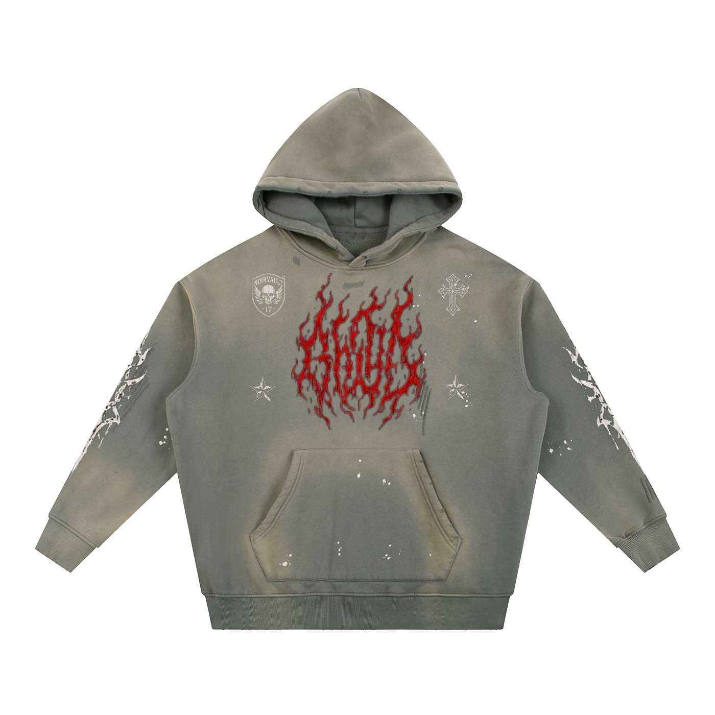 Crimson Killer Vintage Washed Frayed Fleece Hoodie