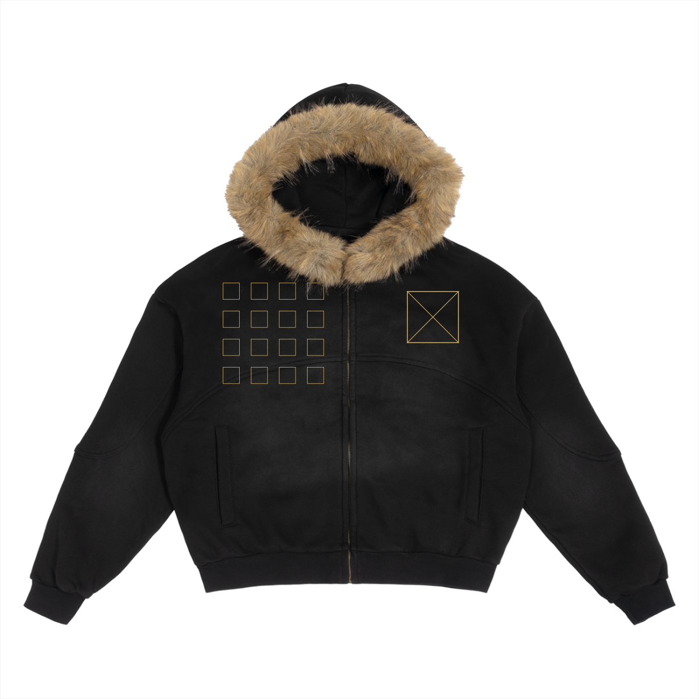NoirVault - Sun Fade Boxy Detachable Fur Hoodie