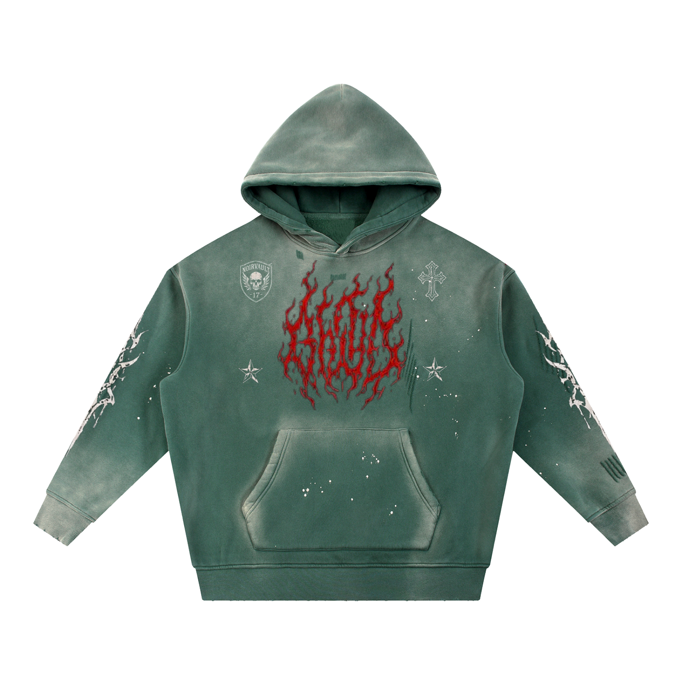 Crimson Killer Vintage Washed Frayed Fleece Hoodie