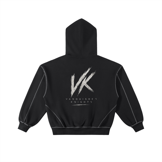 Vanquished Knights Racing Club X NoirVault Contrast-Stitched Boxy Fleece Zip Hoodie