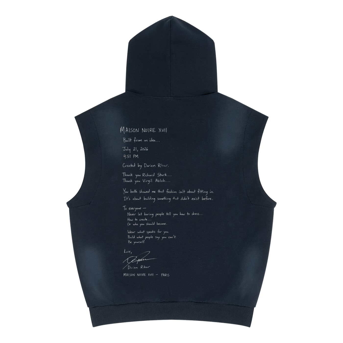 La Maison Du Noir - Unisex Vintage Wash Sun Fade Sleeveless Hoodie