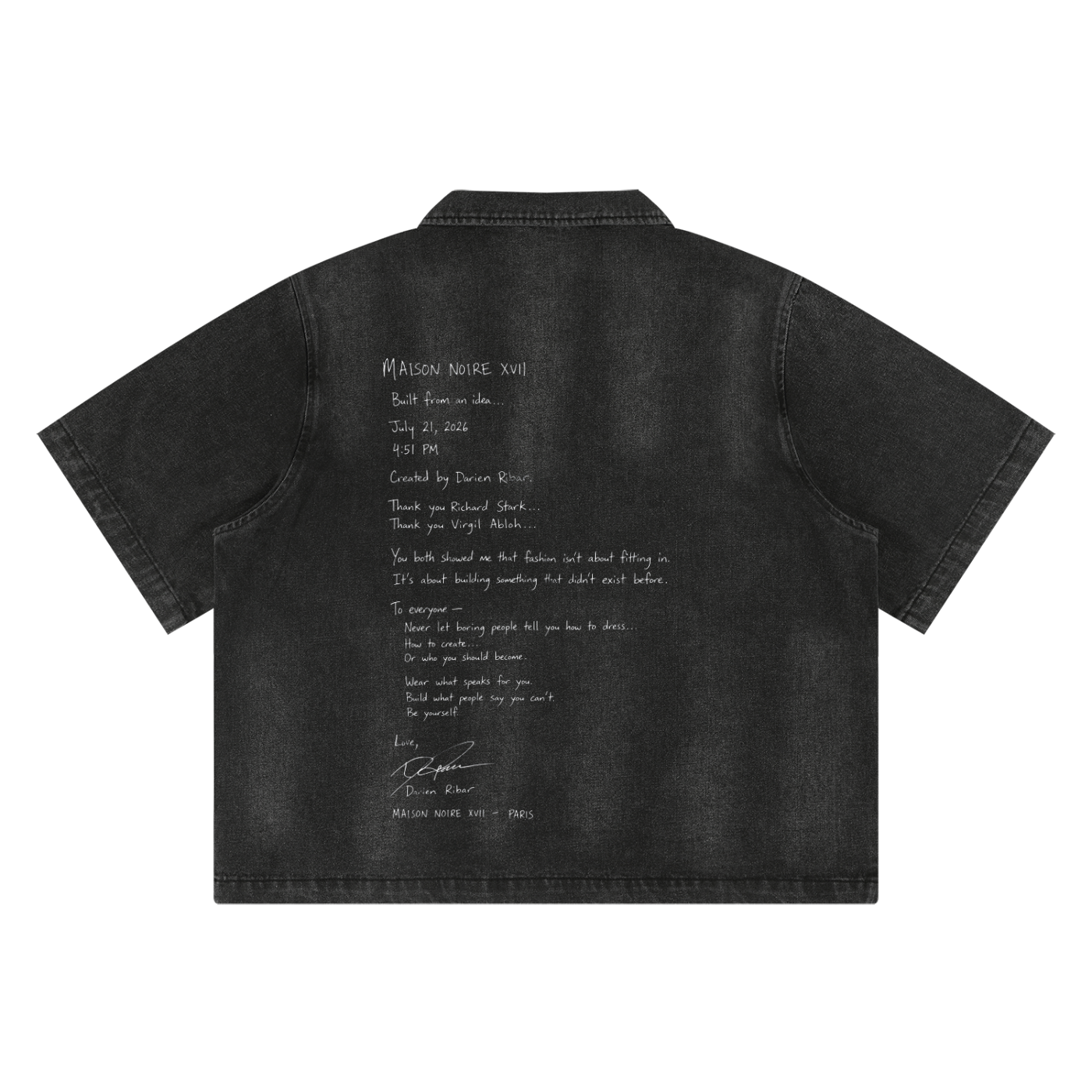 La Maison du Noir - Unisex Vintage Washed Full-Zip Denim Shirt