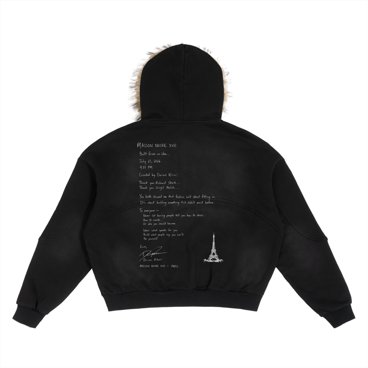 La Maison du Noir XVII - Sun Fade Boxy Detachable Fur Hoodie