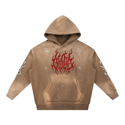 Crimson Killer Vintage Washed Frayed Fleece Hoodie