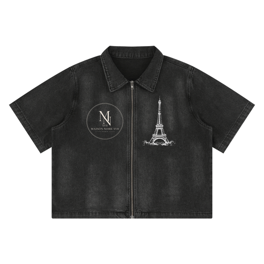 La Maison du Noir - Unisex Vintage Washed Full-Zip Denim Shirt