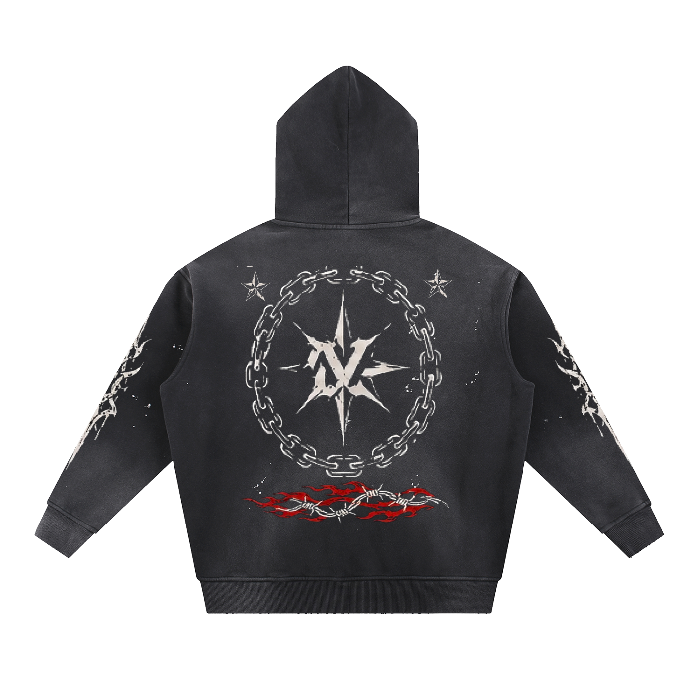 Crimson Killer Vintage Washed Frayed Fleece Hoodie