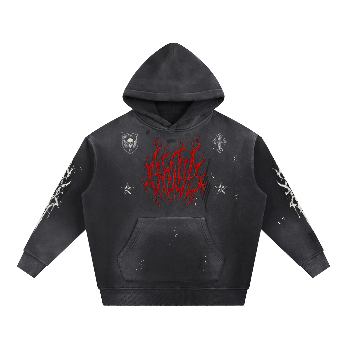 Crimson Killer Vintage Washed Frayed Fleece Hoodie
