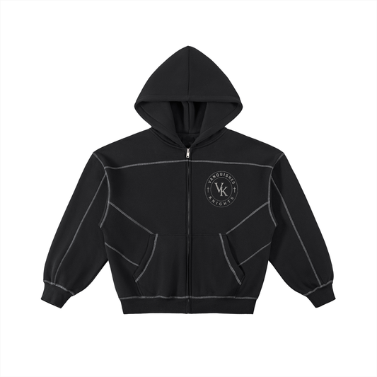 Vanquished Knights Racing Club X NoirVault Contrast-Stitched Boxy Fleece Zip Hoodie