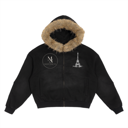 La Maison du Noir XVII - Sun Fade Boxy Detachable Fur Hoodie